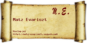 Matz Evariszt névjegykártya